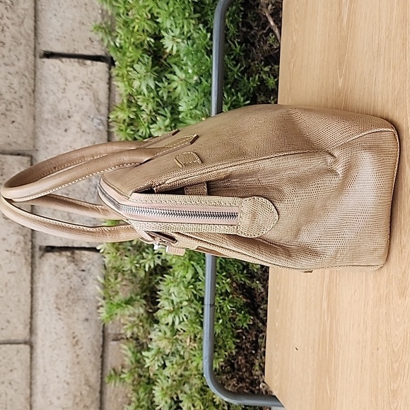 Dorsa Snake Embossed Tan Leather Handbag - Picture 2 of 16